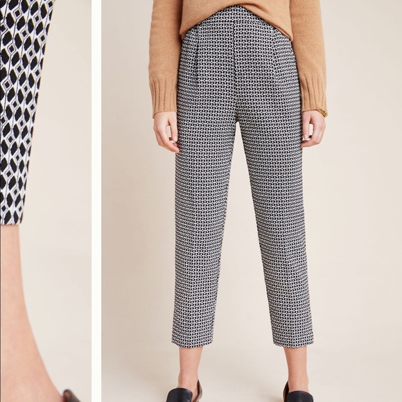Final Sale 🔥Anthropologie Larkin Jacquard Tapered Trousers size Small - Picture 5 of 12